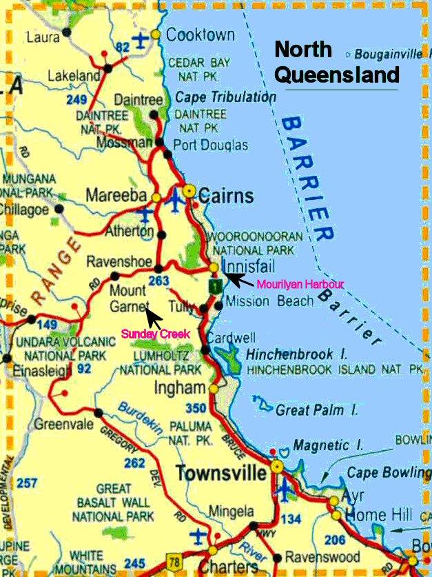 Sunday Creek Mourilyan Harbour North Queensland Map Australia